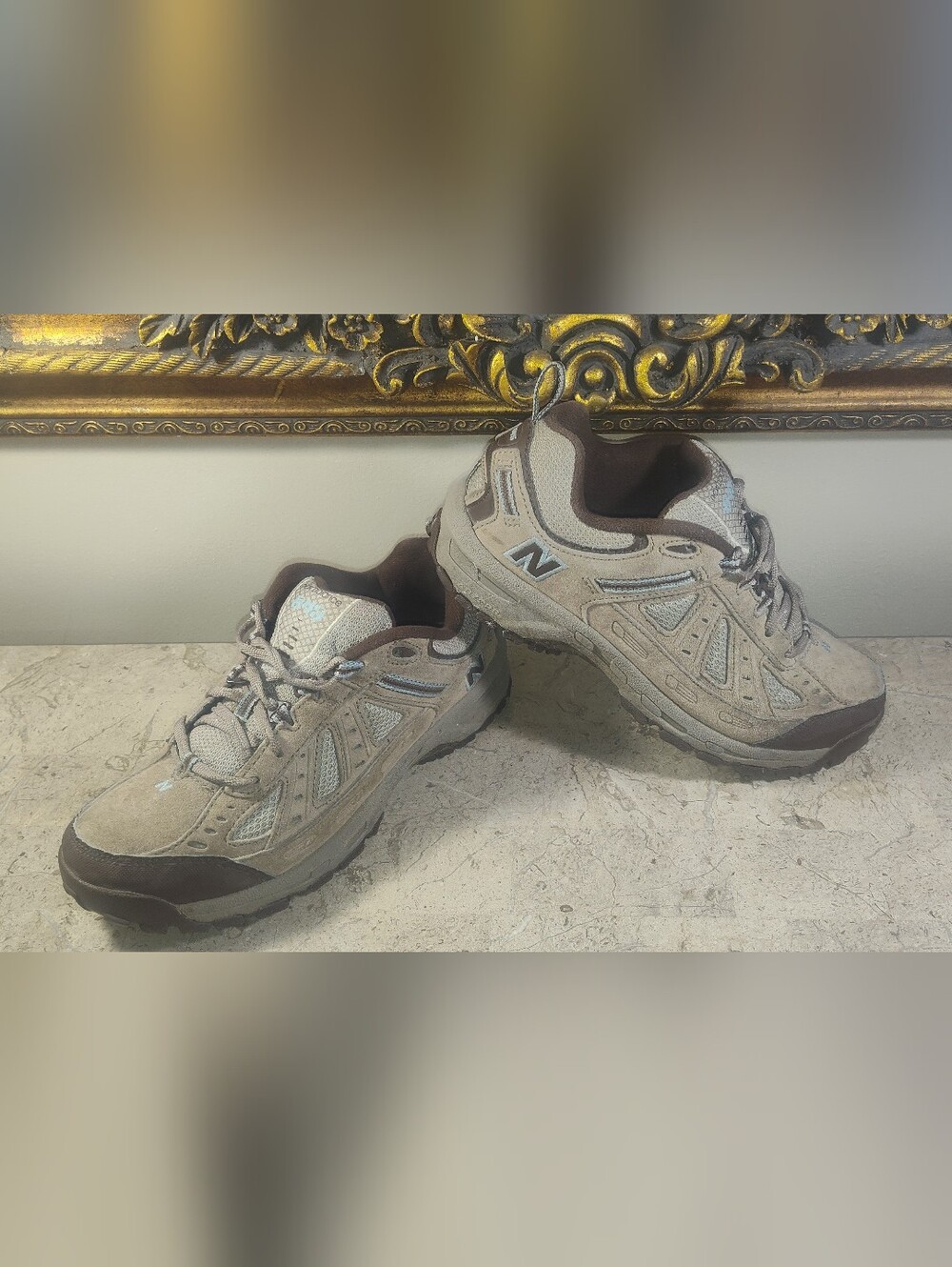 New Balance 645 Beige and Brown Trail Sneakers.